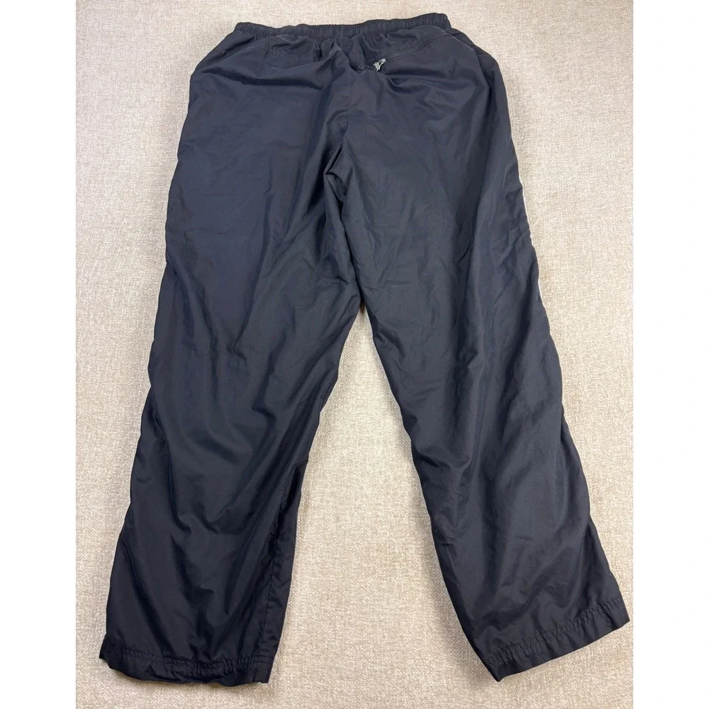 Nike Mens XL Black Nylon Jersey Lined Track Pants White Piping Zipper Cuffs